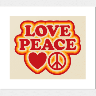 Love Peace 70s Retro Design Posters and Art